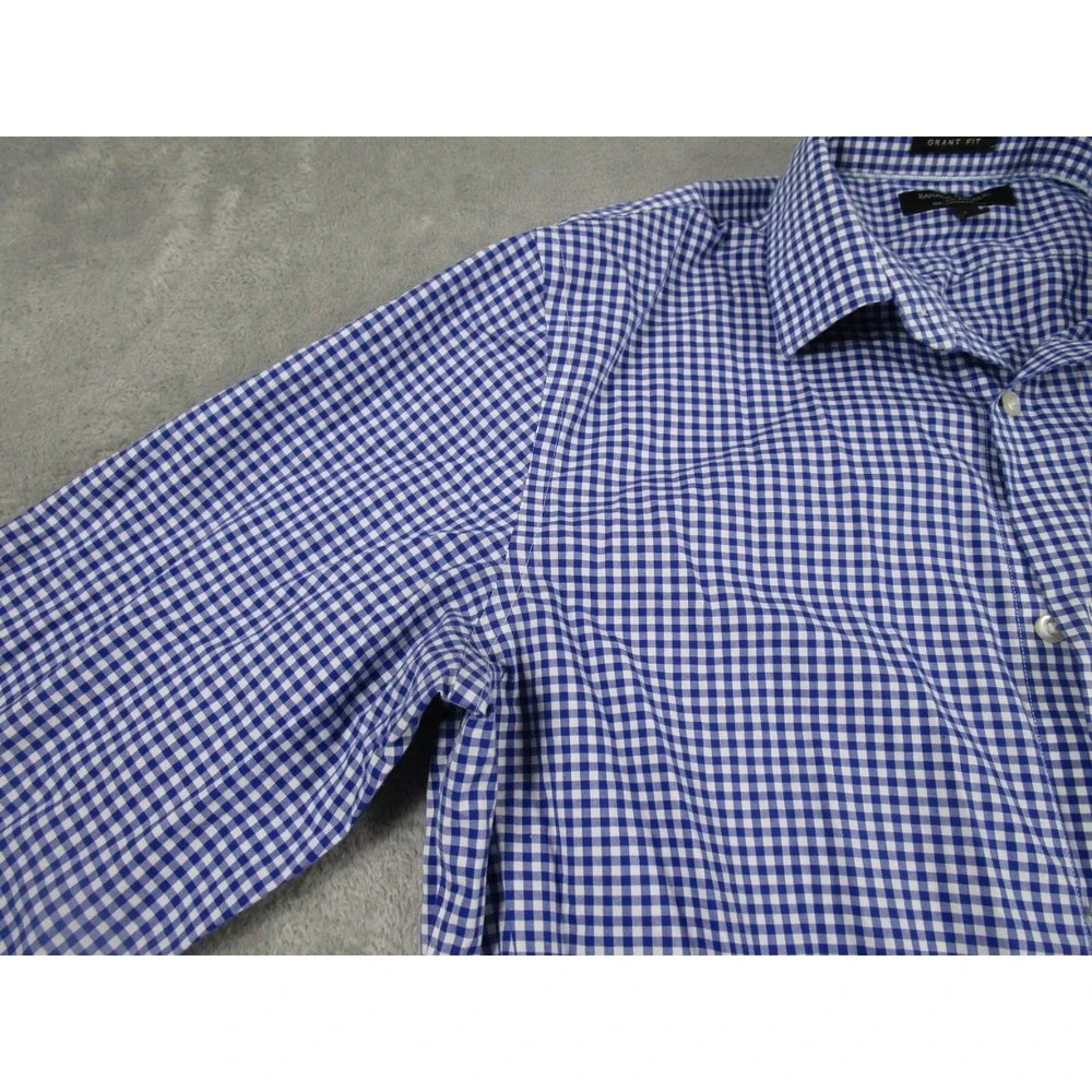 Banana Republic Shirt Mens Large Blue Plaid Grant Button‎ Down Long Sleeve A3